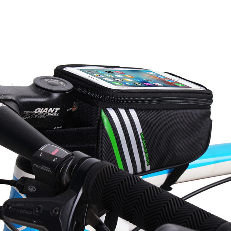 [Australia - AusPower] - Bike Phone Front Frame Bag Bicycle Mount Top Tube Accessories Cycling Handlebar Pouch Case Holder for Samsung Galaxy S22+ S21 Plus S20 FE A53 A52 A51 A50 iPhone 12/13 Pro Max Google Pixel 6 (Black) Black 