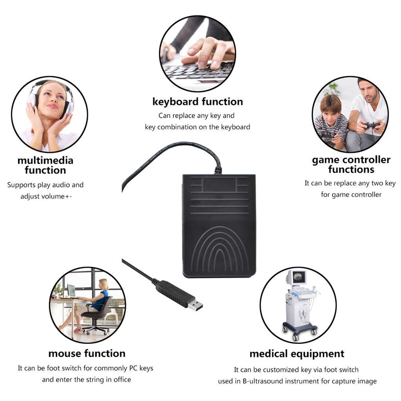 [Australia - AusPower] - [Upgraded] iKKEGOL USB Foot Pedal Switch Video Game PC Hands Free Footswitch One Key Control Program Computer Mouse Keyboard HID with 2M Cable 