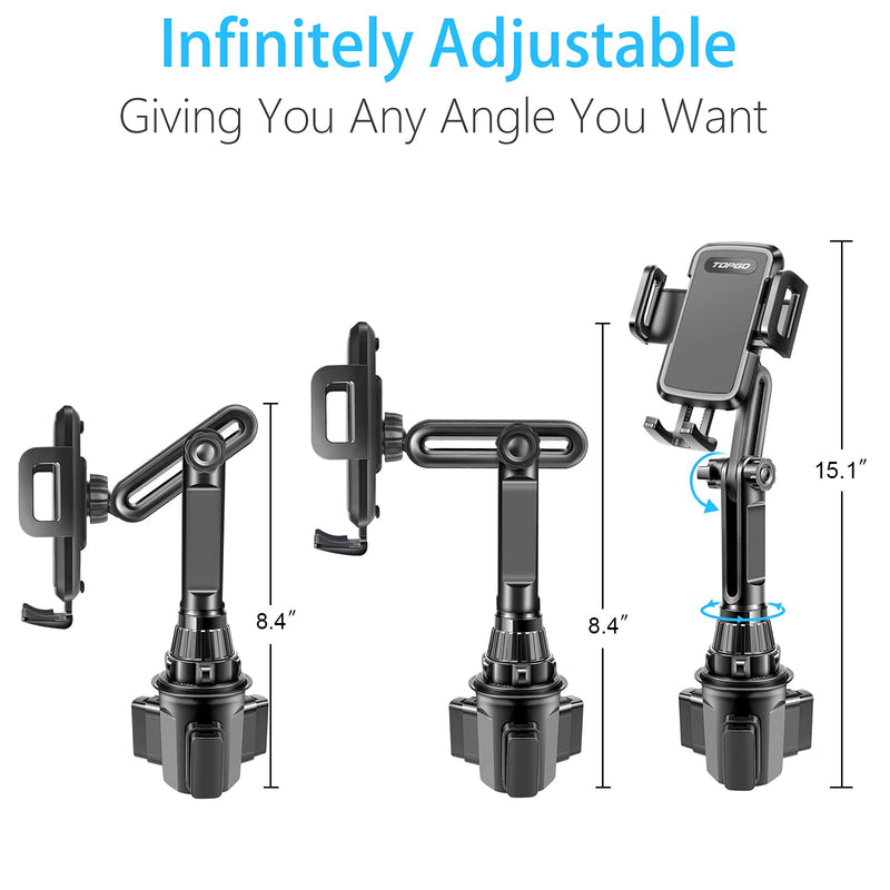 [Australia - AusPower] - Cup Holder Phone Holder, [No Shaking & Height-Adjustable Pole] Car Cup Holder Phone Mount, Cell Phone Cradle for iPhone, Samsung and More Smart Phone(Black) Black 