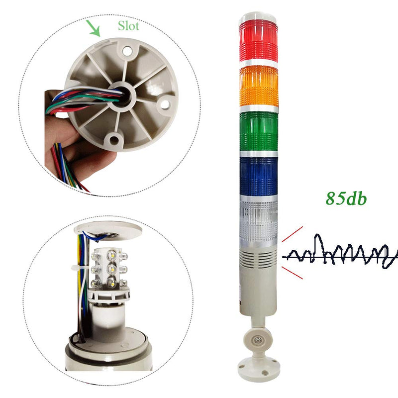 [Australia - AusPower] - YJINGRUI LED Industrial Signal Tower Light 5 Colors Flash LED Light with Buzzer Alarm Warning Lamp for CNC Machines (DC12V) DC12V 