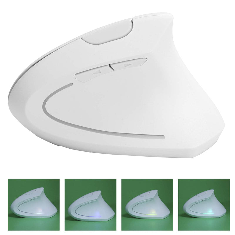 [Australia - AusPower] - Ergonomic Vertical Mouse, 2.4G Wireless Optical Game Mouse, RGB Backlight, Adjustable 4-Level 2400DPI, 6 Button for PC/ Laptop Desktop(White) 