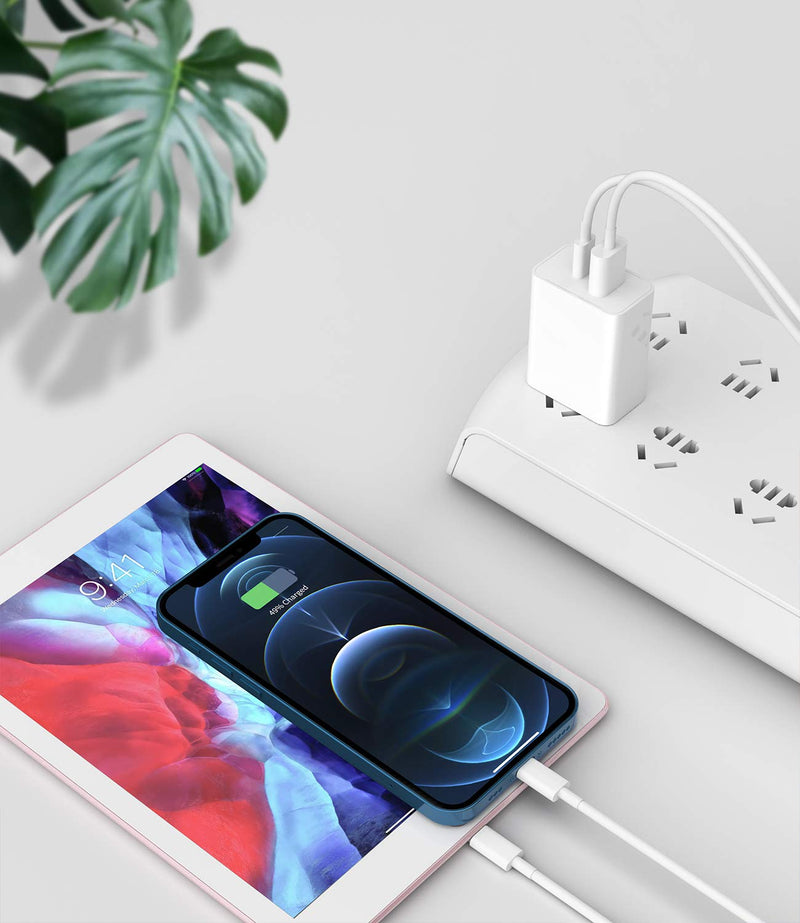 [Australia - AusPower] - PD QC3.0 Fast Wall Charger USB C/A Power Adapter Type Compatible with iPhone 12/mini/Pro/Max/11/SE/Xs/XR/X/8 for Pro Air 2020 Duo Samsung Galaxy S20/S10 Dual Port Charging 18w 20W 