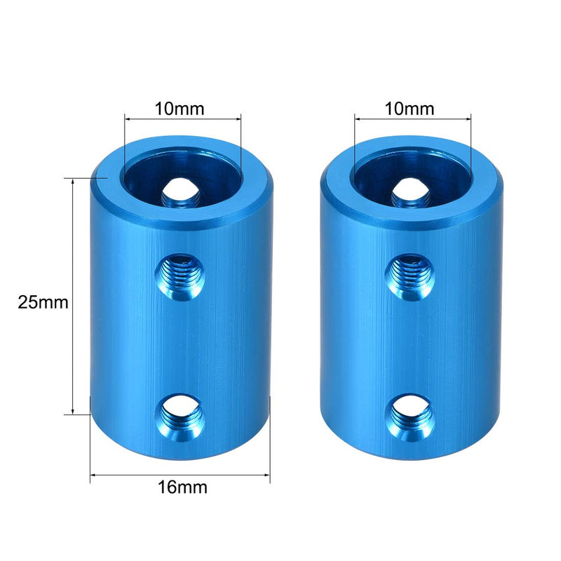 [Australia - AusPower] - uxcell 10mm to 10mm Bore Rigid Coupling Set Screw L25XD16 Aluminum Alloy,Shaft Coupler Connector,Motor Accessories,Blue,2pcs 