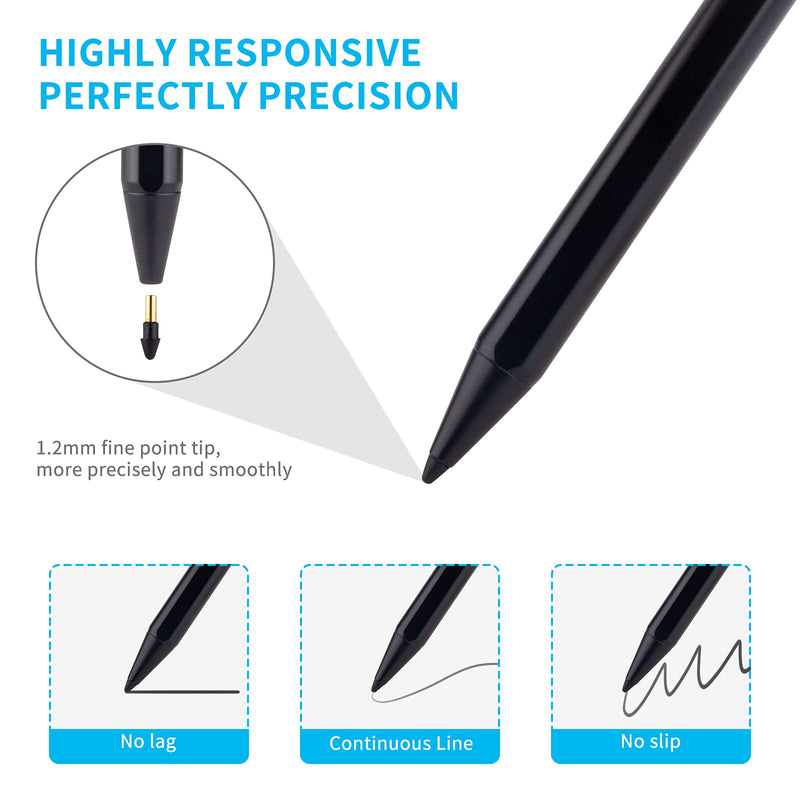 [Australia - AusPower] - Stylus for Apple Pencil 8th Generation iPad 10.2",1.5mm Palm Rejection Fine Tip Active Stylus Pen Compatible for Apple iPad 10.2-in 8th Gen Magnetic Drawing and Writing Stylus,Black 