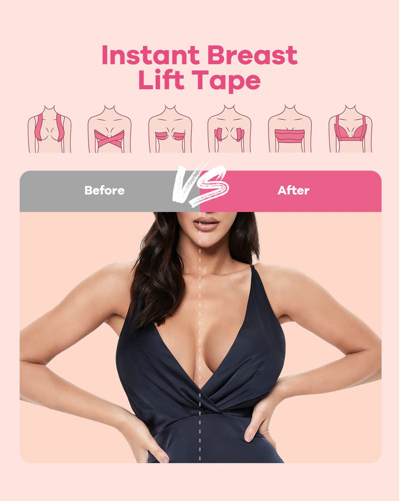[Australia - AusPower] - Boob Tape, Boobytape for Breast Lift, Bob Tape for Large Breast, Breathable Push Up Tape, Waterproof & Sweatproof Body Tape, Used Along with 1-Pair Reusable Silicone Covers Nude 