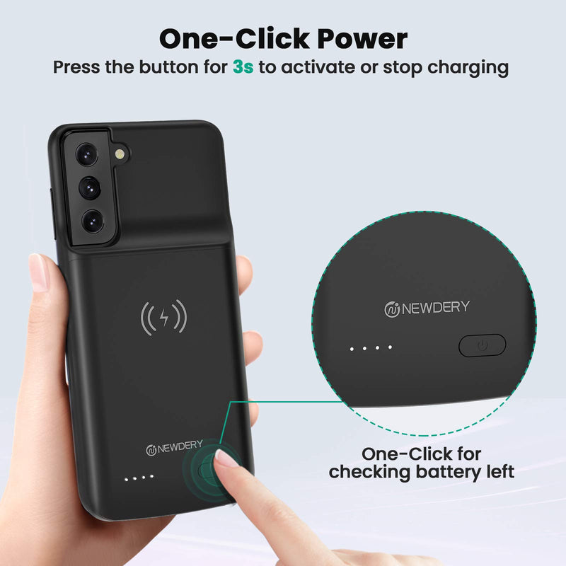 [Australia - AusPower] - NEWDERY Galaxy S21 Plus(6.7") Battery Case 10000mAh, Fast Charging & Qi Wireless & Android Auto & Samsung Dex Supported, Extended Battery Charger Protective Case for Samsung Galaxy S21+ 6.7" 