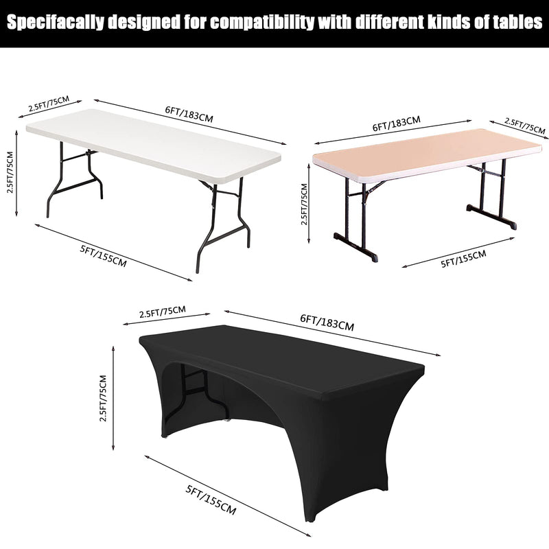 [Australia - AusPower] - SUNTQ Stretchable Tablecloths 6 Ft for Rectangle Tables with Open Back, Fitted Spandex Rectangular Patio Table Covers, Wrinkle Resistant Table Toppers for Vendors, Party, Banquet, Trade shows, Black 1PC| 6 FT 
