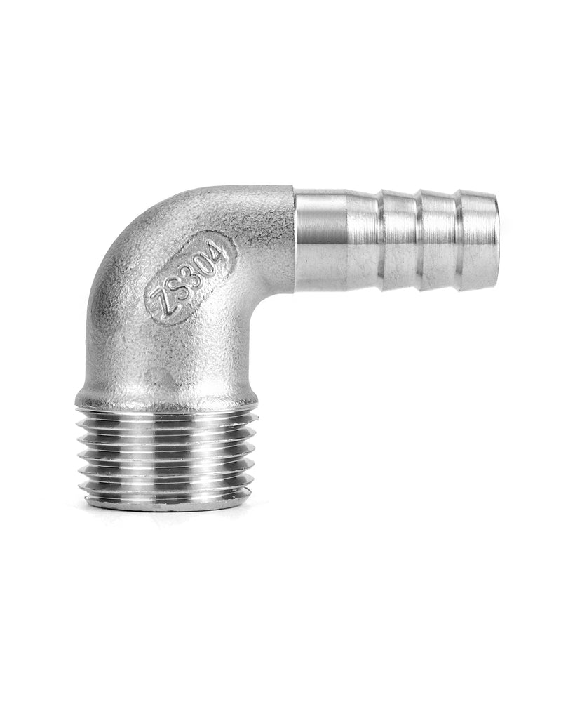 [Australia - AusPower] - QWORK 90 Degree Barb Fitting, 1/2" Hose Barb x 1/2" Male NPT 2 Pack Stainless Steel Elbow Fitting 