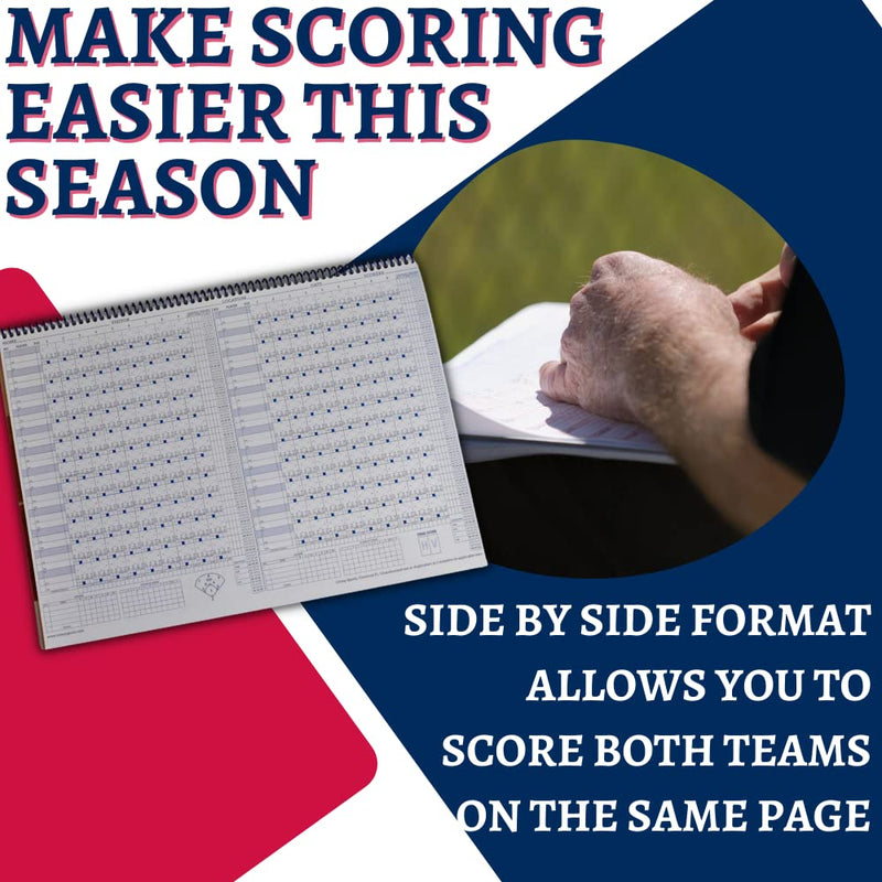 [Australia - AusPower] - Covey Baseball Softball Scorebook Side by Side Format - (50 Games) - Score Keeping Book with Sheets Designed to Make Baseball and Softball Scoring Easier for The Score Keeper, Coaches, and Announcers 