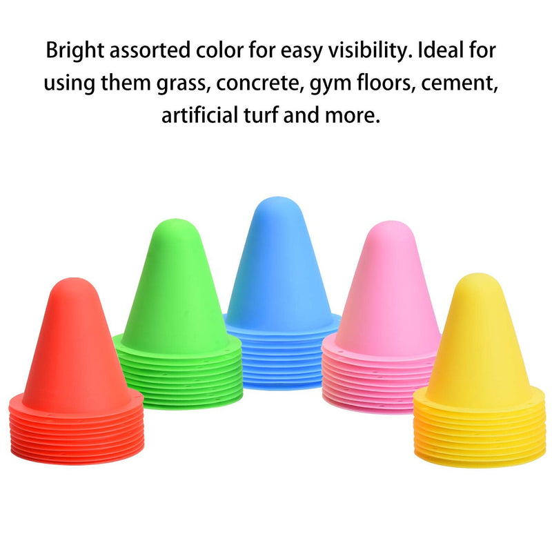 [Australia - AusPower] - TOBWOLF 50 Pack Mini Sports Training Cones, 8cm / 3.15" Height Small Flexible Traffic Cones, Agility Field Marker Cones for Soccer Football Drills Training, Party, Indoor Outdoor Activity or Events 