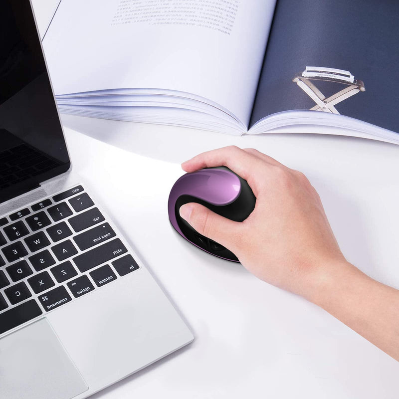 [Australia - AusPower] - Ergonomic Mouse Wireless,Rechargeable Vertical Mouse with 6 Buttons 3 Adjustable 800/1200/1600 DPI for Laptop, Desktop, PC, MacBook (Purple) Purple 