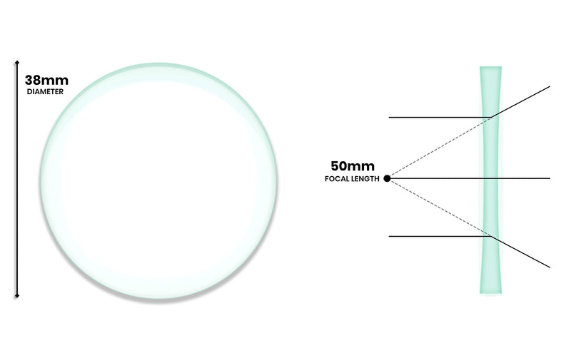 [Australia - AusPower] - Double Concave Lens, 50mm Focal Length, 1.5" (38mm) Diameter - Spherical, Optically Worked Glass Lens - Ground Edges, Polished - Great for Physics Classrooms - Eisco Labs 