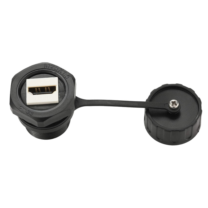 [Australia - AusPower] - ANMBEST 2PCS HDMI Waterproof Connector, M25 Panel Mounting Female to Female HDMI Bulkhead Coupler with Waterproof Dust Cap 