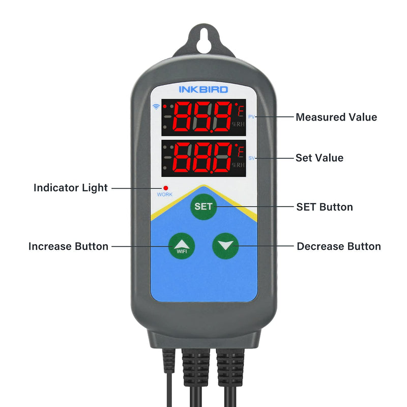 [Australia - AusPower] - Inkbird Temperature Controller ITC-306T WiFi with Aquarium Probe Heat Lamp Thermostat Reptile Temperature Controlled Outlet for Heat Mat Fermentation,1200W,10A 