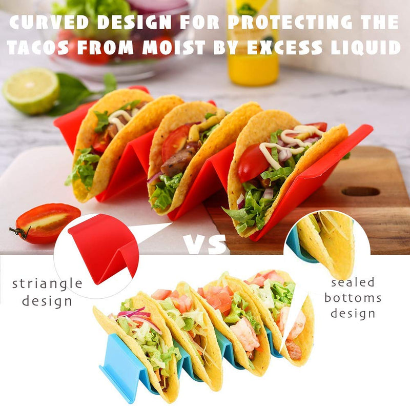 [Australia - AusPower] - Colorful Taco Holder Stands Set of 6 - Premium Large Taco Tray Plates Holds Up to 3 or 2 Tacos Each, PP Health Material Very Hard and Sturdy, Dishwasher & Microwave Safe 