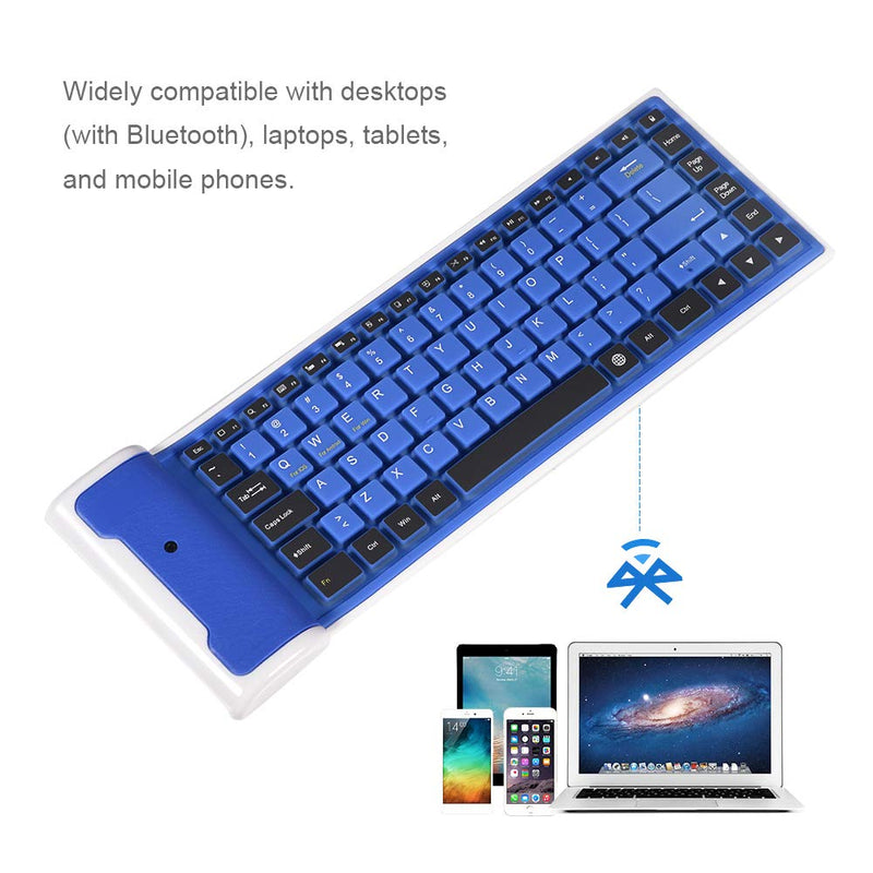 [Australia - AusPower] - EBTOOLS Foldable Wireless Bluetooth Keyboard, Mini Portable Waterproof Keyboard Widely Compatible with Desktops, Laptops, Tablets, and Mobile Phones(Blue) 