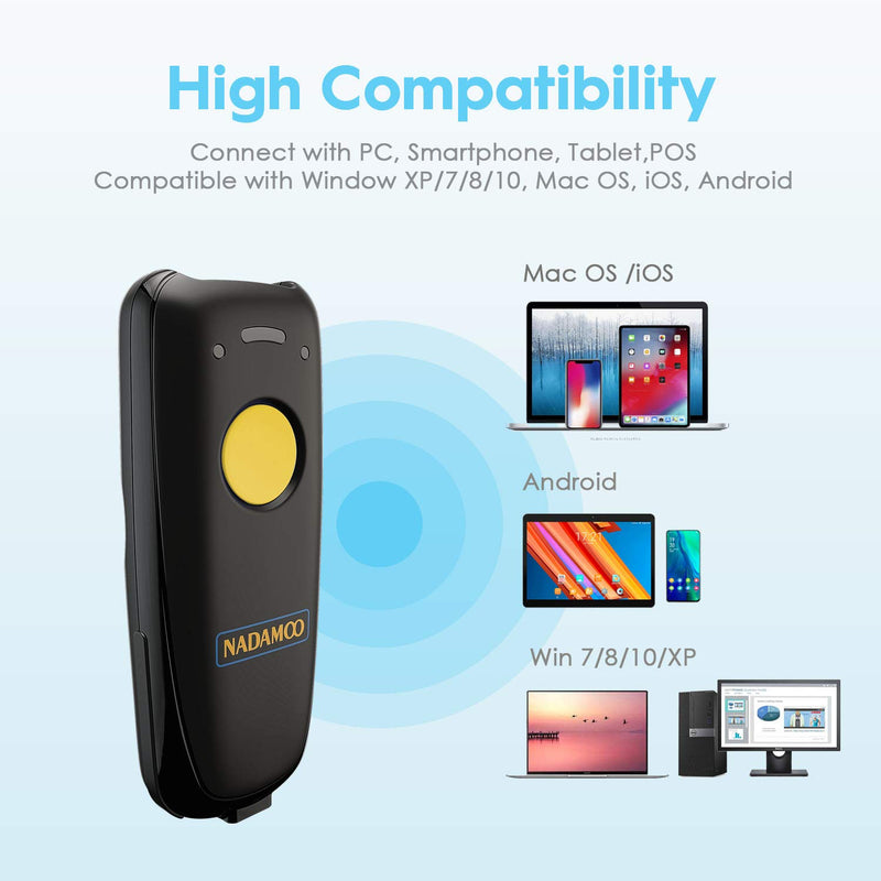 [Australia - AusPower] - NADAMOO Wireless 2D Barcode Scanner Compatible with Bluetooth, 2.4G Wireless & USB Wired Connection, Portable Bar Code Scanner for Inventory Library CMOS Image Reader for Tablet PC, Read 1D 2D QR Code 