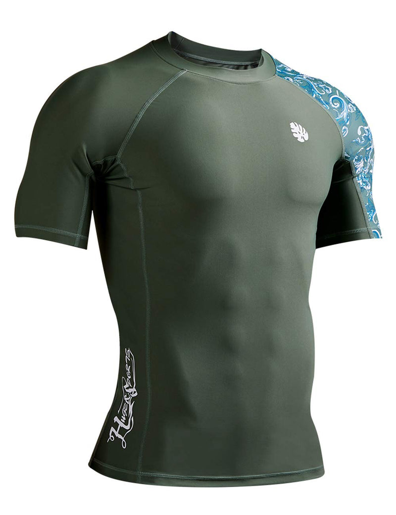 [Australia - AusPower] - HUGE SPORTS Men's Splice UV Sun Protection UPF 50+ Skins Rash Guard Short Sleeves Splash X-Small 