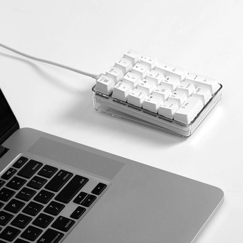 [Australia - AusPower] - Mechanical Numeric Keypad GATERON Red Switch Wired Gaming Keypad Crystal Case White Backlit 21 Keys Mini Numpad Portable Keypad Extended Layout White Magicforce by Qisan 21 keys GATERON Red Switch 