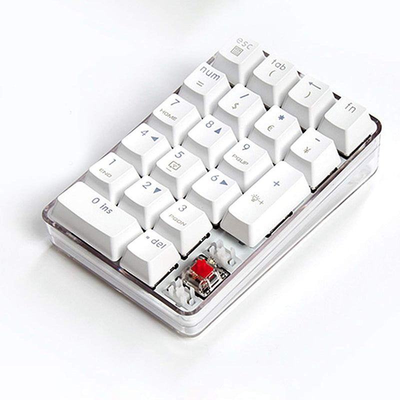 [Australia - AusPower] - Mechanical Numeric Keypad GATERON Red Switch Wired Gaming Keypad Crystal Case White Backlit 21 Keys Mini Numpad Portable Keypad Extended Layout White Magicforce by Qisan 21 keys GATERON Red Switch 