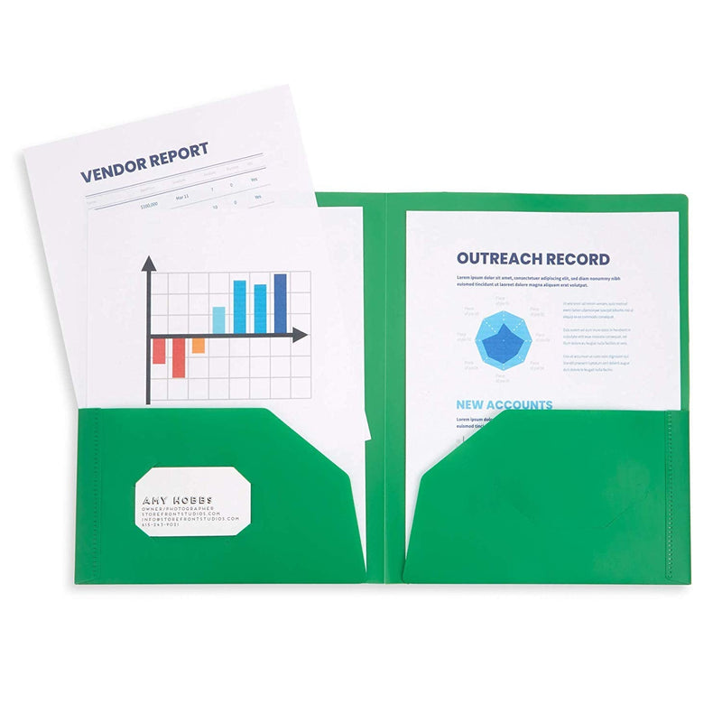[Australia - AusPower] - 6 Pack Multicolor Plastic Two Pocket Folders, Plastic Folders with 2 Pockets and Business Card Slot, 2 Pocket Plastic Folders for School, Home, and Work, 6 Pack Plastic Folders 