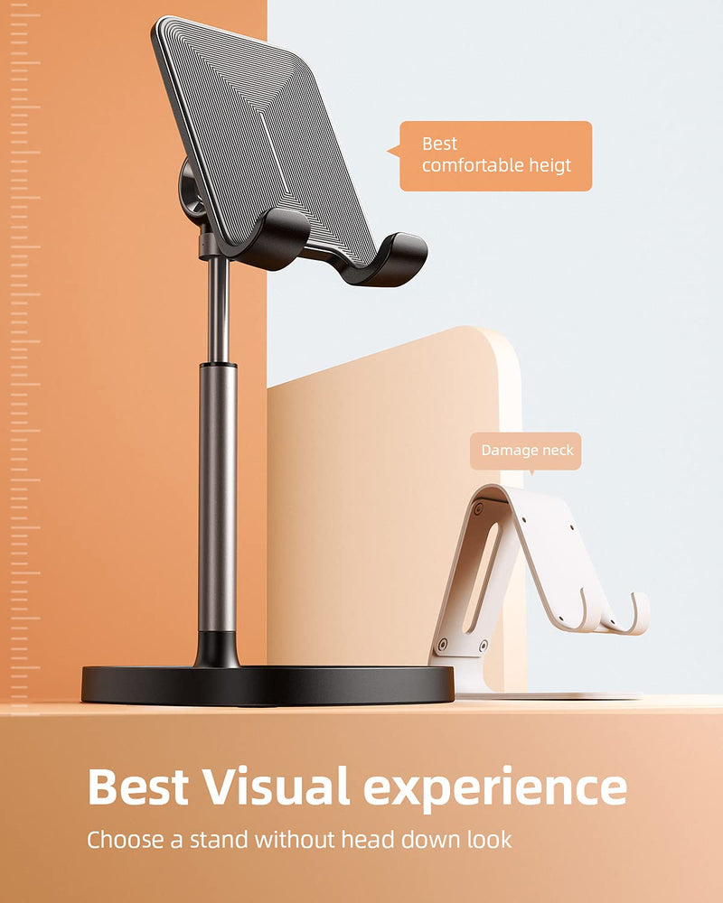 [Australia - AusPower] - LISEN Cell Phone Stand, Adjustable Phone Stand for Desk, Thick Case Friendly Phone Holder Stand, Taller iPhone Stand Compatible with All Mobile Phone, iPhone, iPad, Tablet 4-10'' Desk Accessories BLACK-3X STABLE WEIGHTED BASE 