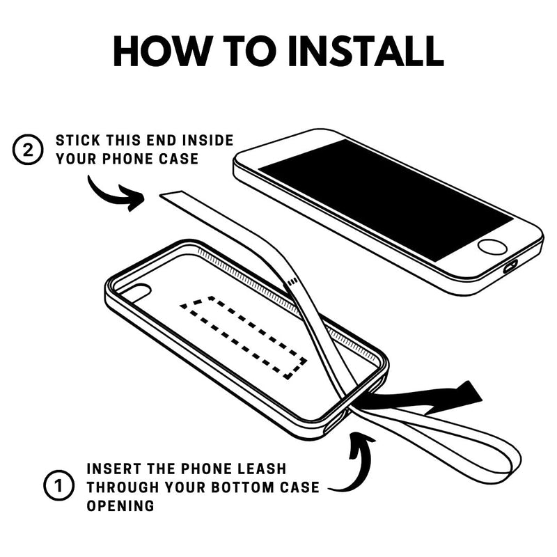 [Australia - AusPower] - Phone Loops: Universally Compatible Phone Leash - Phone Wrist Strap for Preventing Accidental Drops - Ergonomic and Easy Install Phone Strap for Your Wrist - Compatible with All Phone (Noire) NOIRE 