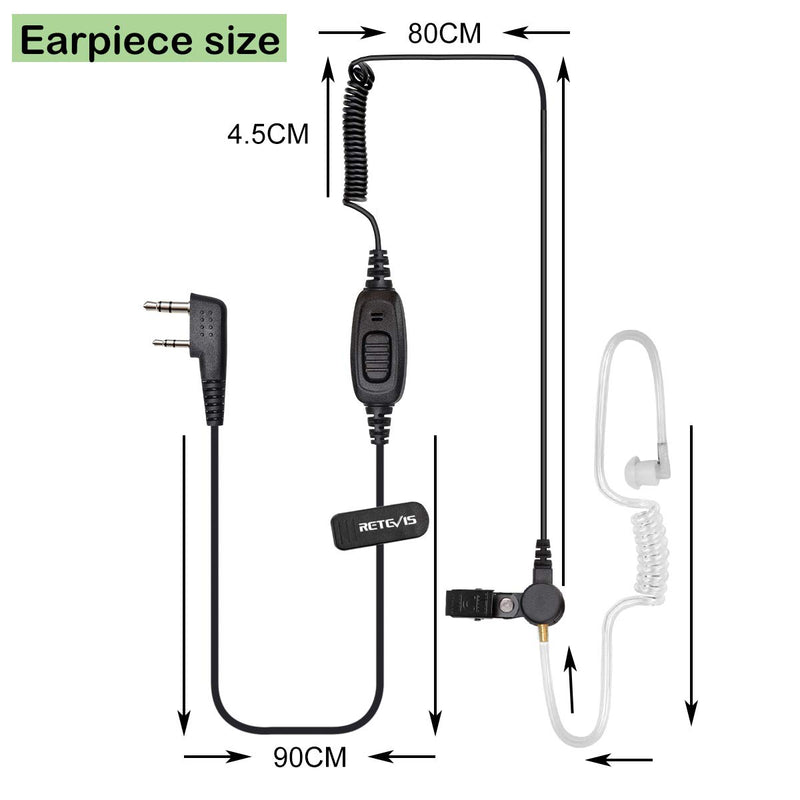 [Australia - AusPower] - Retevis EEK009 Walkie Talkie Earpiece with Mic 2 Pin, Compatible with Retevis RT22 RT21 H-777 RT68 RT19 Baofeng UV-5R pxton Walkie Talkies, Adjustable Length Acoustic Tube 2 Way Radio Headset(1 Pack) 