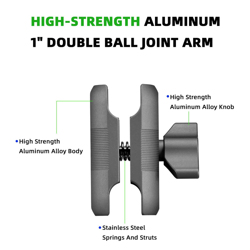 [Australia - AusPower] - FANAUE Double Socket Arm Short Arm Compatible,Full Length 2.3",with B Size 1" Ball Components for RAM Mounts da--60 
