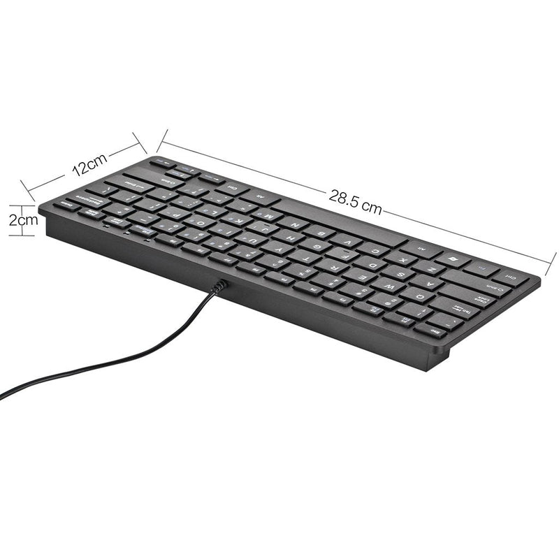 [Australia - AusPower] - iKKEGOL USB Mini Slim Wired 78 Key Small Super Thin Compact Keyboard for Desktop Laptop PC Win 7 Mac (Black) Black 
