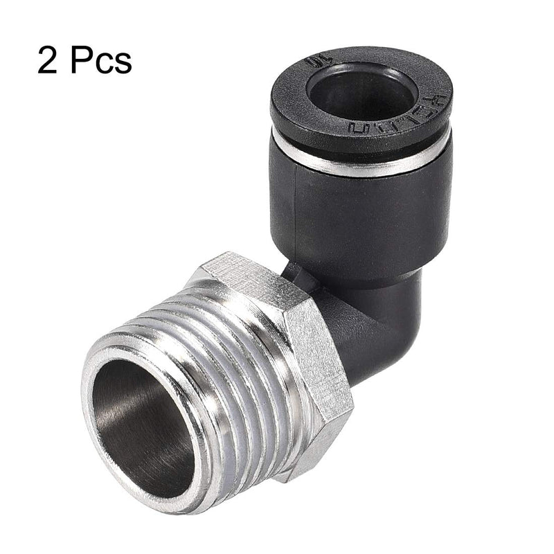 [Australia - AusPower] - uxcell Push to Connect Tube Fitting Male Elbow 10mm Tube OD X 1/2NPT Thread Pneumatic Air Push Fit Lock Fitting 2pcs 