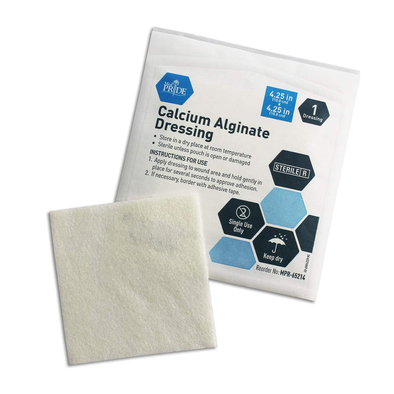 [Australia - AusPower] - Medpride Calcium Alginate Wound Dressing Pads| 4.25” x 4.25” Patches, 10-Pack| Antimicrobial, Non-Stick Padding, Sterile, Highly Absorbent & Comfortable| Flexible & Gentle on The Skin, Faster Healing 4'' x 4'' 