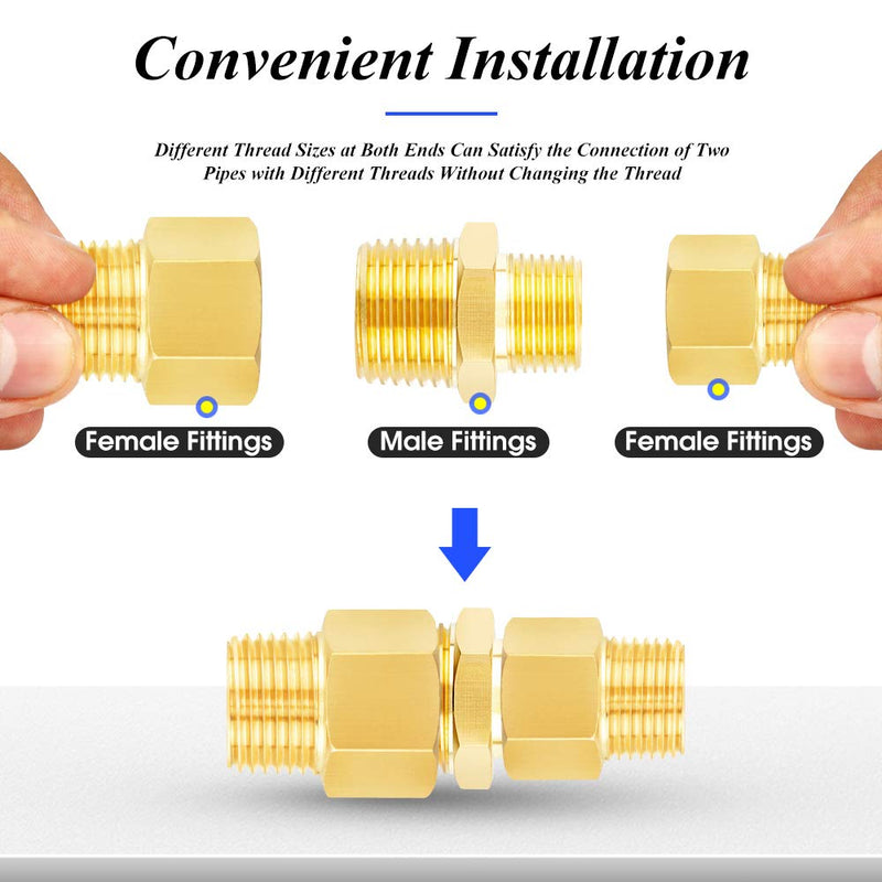 [Australia - AusPower] - TAILONZ PNEUMATIC Pipe Fitting and Air Hose Fitings Hex Nipple Coupling Set - 3/4-Inch NPT x 1/2-Inch NPT,Solid Brass Male Pipe（Pack of 5） 3/4''MNPT-1/2''MNPT 