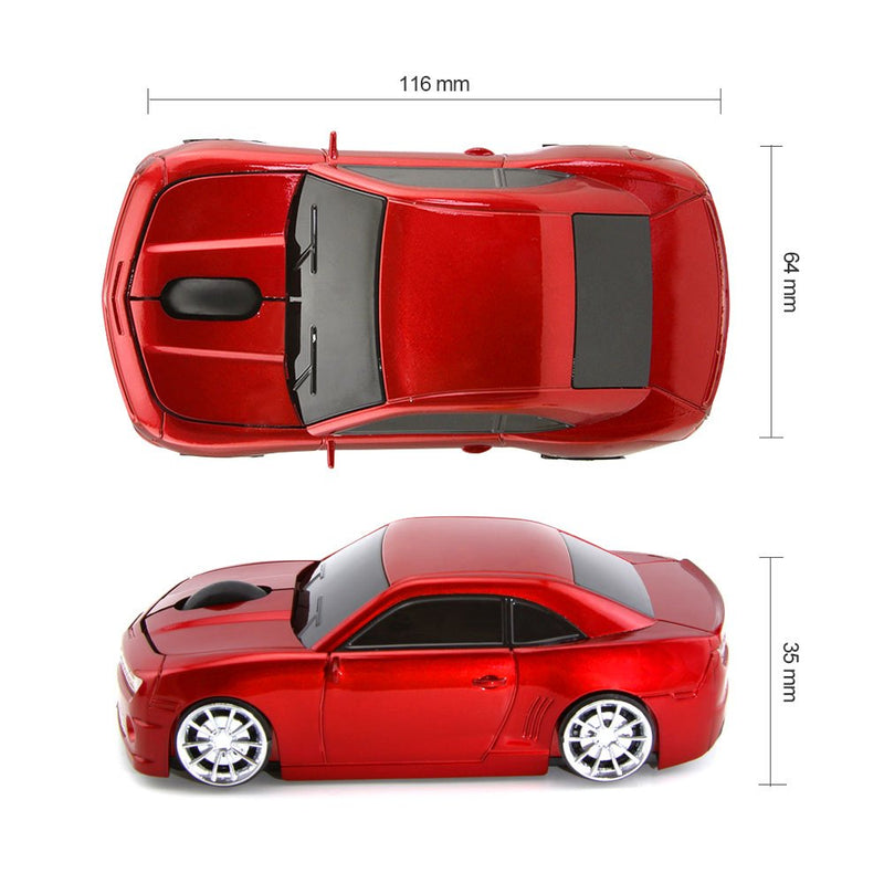 [Australia - AusPower] - ECOiNVA for Wireless Sports Car Mouse Desktop Laptop Computer Optical Mouse Mice AAA Battery Nano USB 2.4GHz (Red) Red 