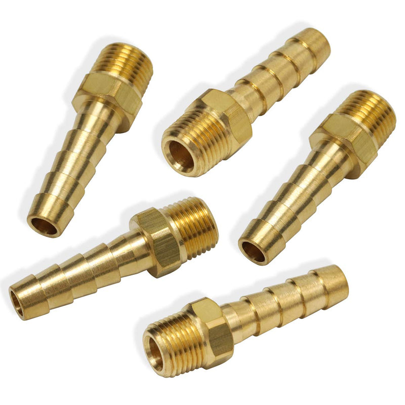 [Australia - AusPower] - Boeray Hose Barb Fittings 1/4 Inch Barb to 1/8 Inch NPT Male Thread Air Hose Fitting Adapter Pack of 5 1/4" Barb to 1/8" 