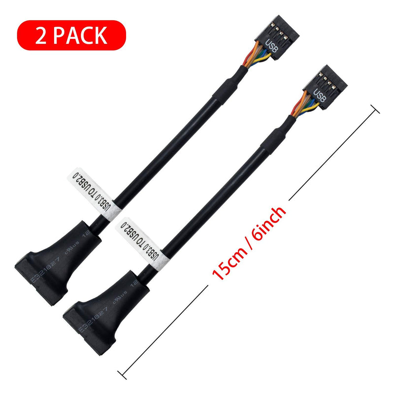 [Australia - AusPower] - Duttek USB 3.0 Header to USB 2.0,USB 3.0 to USB 2.0 Motherboard Adapter Cable,19 Pin USB3.0 Male to 9 Pin USB2.0 Female Motherboard Cable Adapter Converter 6 inch/15cm (2-Pack) 