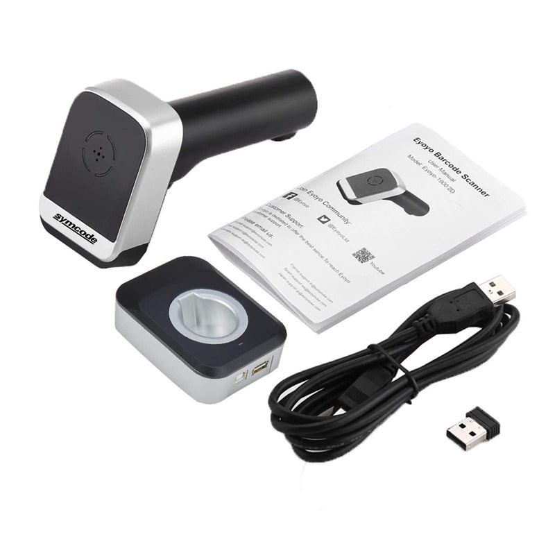 [Australia - AusPower] - 1D 2D QR Bluetooth Handheld Barcode Scanner 2.4Ghz& USB Wired Connection for iPad, iPhone,Tablets or Windows Mac Computer Wireless barocde Scanner with Base 