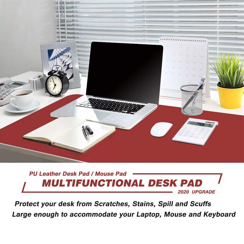 [Australia - AusPower] - Desk Pad Protector Office Desk Mat, BUBM Waterproof PU Leather Desk Writing Mat Laptop Large Mouse Pad Desk Blotters Desk Decor for Office Home, 35.4" x 17" Red 35.4" x 17" 
