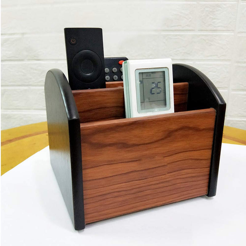 [Australia - AusPower] - Revolving remote control holder caddy organizer Wood pencil holder for desk organizer Office and home storage organization HeBen7002 