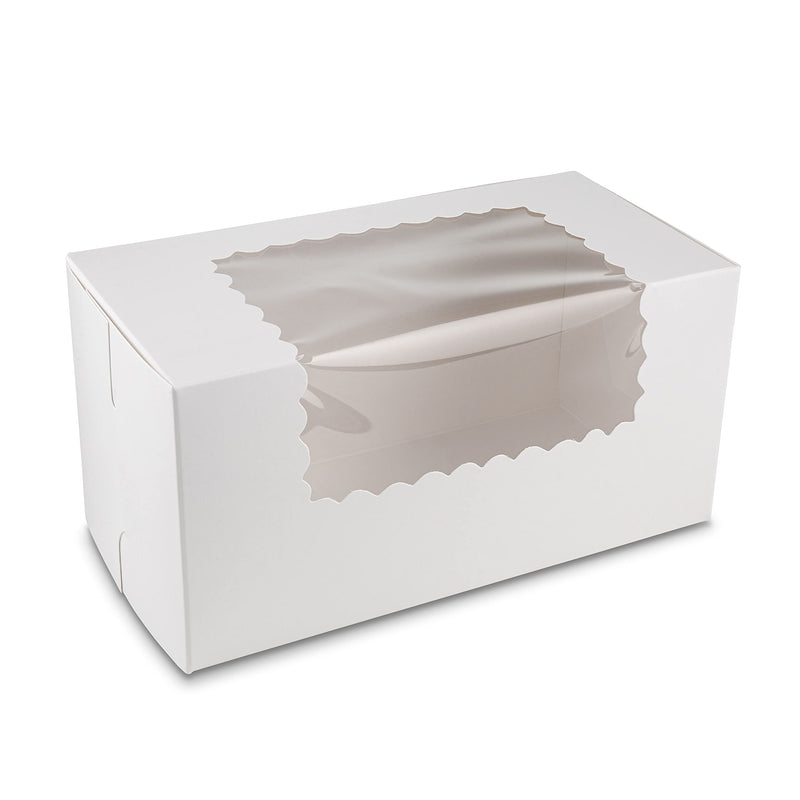 [Australia - AusPower] - Beautiful White Paperboard Pastry Box with Window 8" Length x 4" Width x 4" Height Keep Bakery Items Fresh by MT Products (Pack of 15) White with Window 