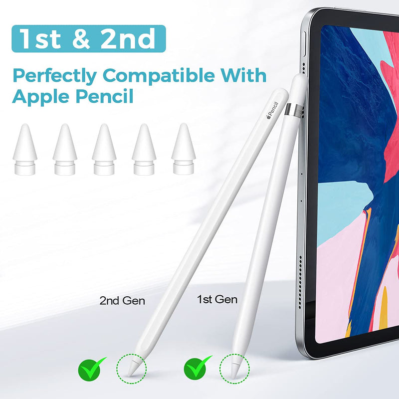 [Australia - AusPower] - joyroom Pencil Tips for Apple Pencil 1st & 2nd Gen, with 5 Pcs Pencil Nibs Cover Compatible with iPencil iPad Pro/iPad Air 3rd/4th/iPad Mini 5th Generation 