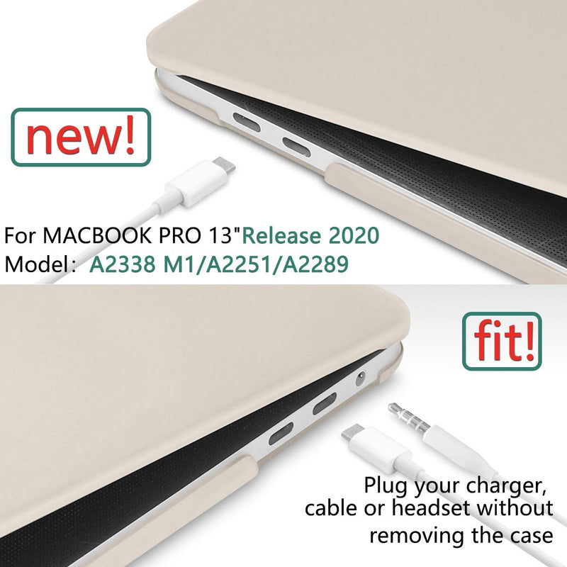 [Australia - AusPower] - Dongke for MacBook Pro 13 inch Case 2020 Release Model A2338 M1 A2251 A2289, Plastic Hard Shell Case & Keyboard Cover Only Compatible with MacBook Pro 13 2020 Touch Bar Fits Touch ID, Stone 