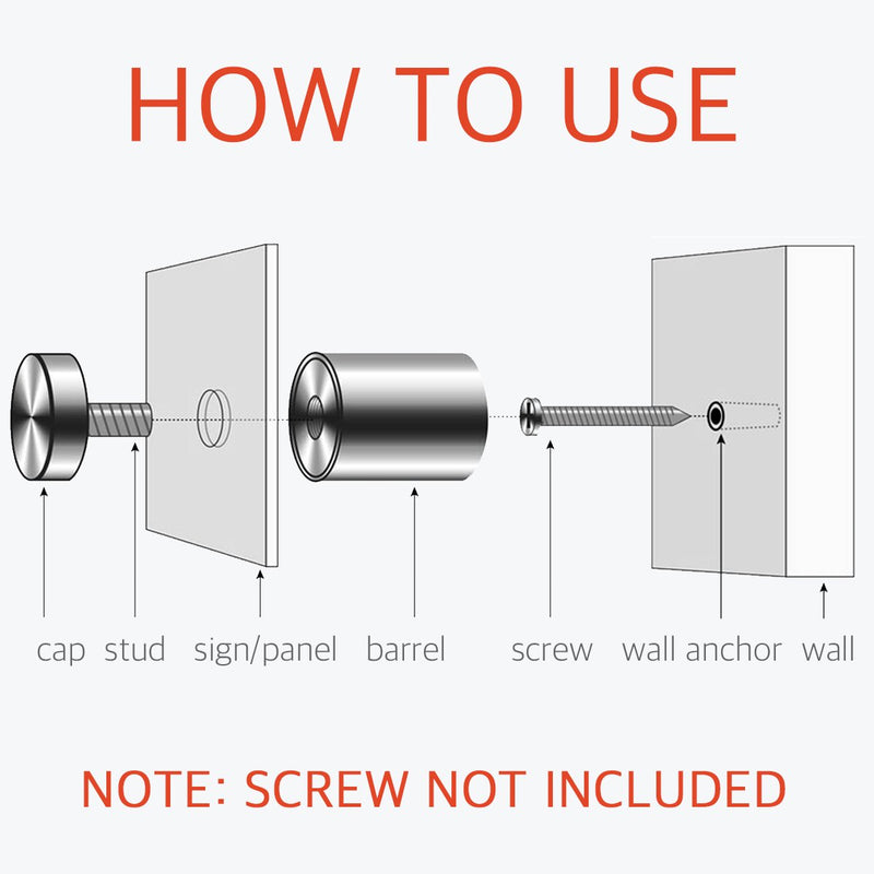 [Australia - AusPower] - Lantee Sign Standoffs - Glass Standoff Wall Mounts Screws Hardware Kit, Stainless Steel Standoff Bolts, 12x20mm, 20 Pcs 1/2" x 3/4" 