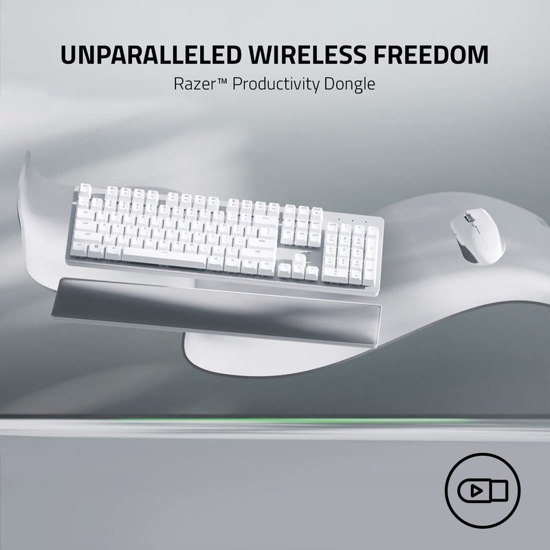 [Australia - AusPower] - Razer Pro Click Mini Portable Wireless Mouse: Silent, Tactile, Mouse Clicks - Sleek & Compact Design - HyperScroll Technology - Productivity Dongle - Connect up to 4 Devices - 7 Programmable Buttons White 