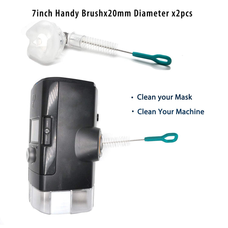 [Australia - AusPower] - Jakia CPAP Tube Hose Cleaning Brush Kit 7 ft Strong Flexible Spring Body with Double Brush Heads Each 8.7" and 6.7“ Diameters Plus Two 7" Handy Brushes, 4 PCS Bandage Ties and 2 PCS Hose Bushin 