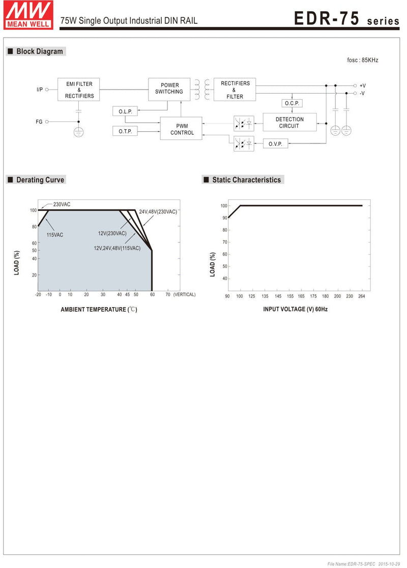[Australia - AusPower] - AC to DC Switching DIN Rail Power Supply 24 Volts 3.2 Amps 76.8 Watts 