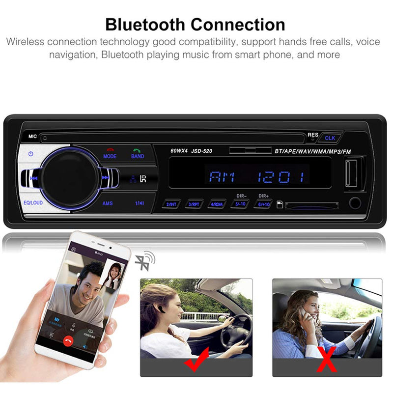 [Australia - AusPower] - PolarLander Car Radio Audio USB/SD/MP3 Player Receiver Bluetooth Hands-Free with Remote Control Black 1 Din 