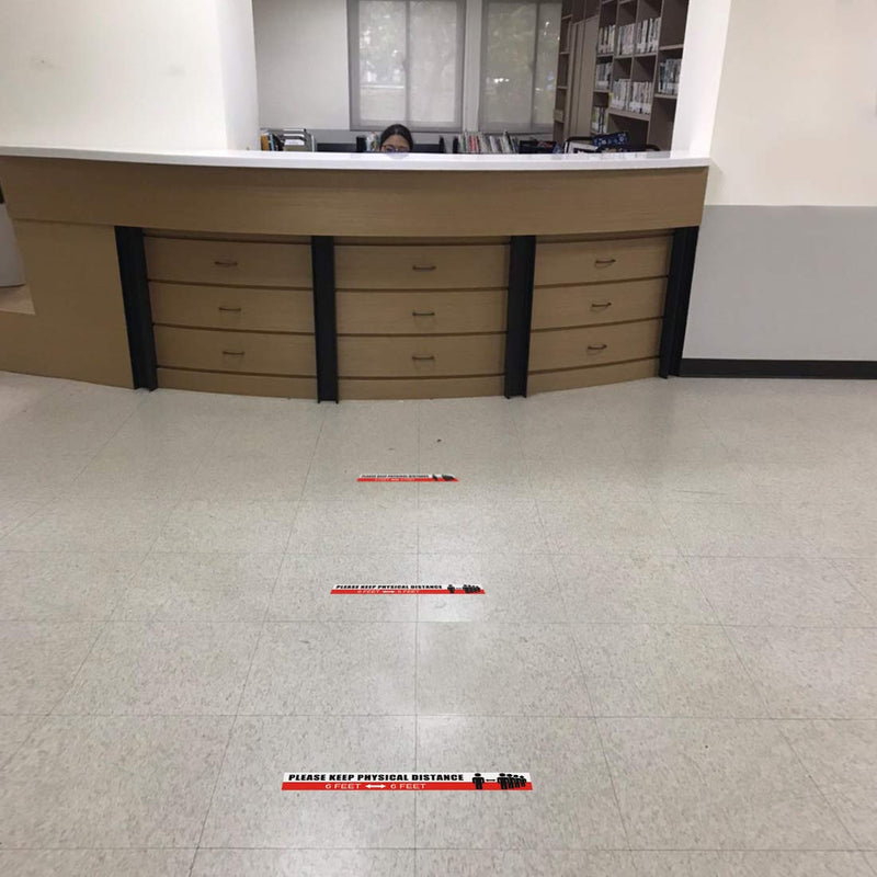 [Australia - AusPower] - 15 Pack Social Distance Floor Decals, Please Keep Safe Distance 6ft Apart 20" x 2.4" Social Distancing Floor Stickers for Hospitals Grocery Bank Crowd Control Guidance (15 Pack Rectangle Stickers) 