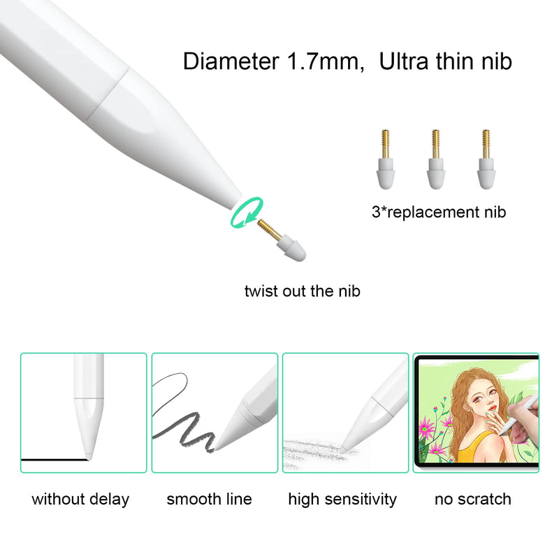 [Australia - AusPower] - Ailun Stylus Pen with Palm Rejection,Active Pencil Compatible with iPad (2018-2022) for Precise Writing Drawing 