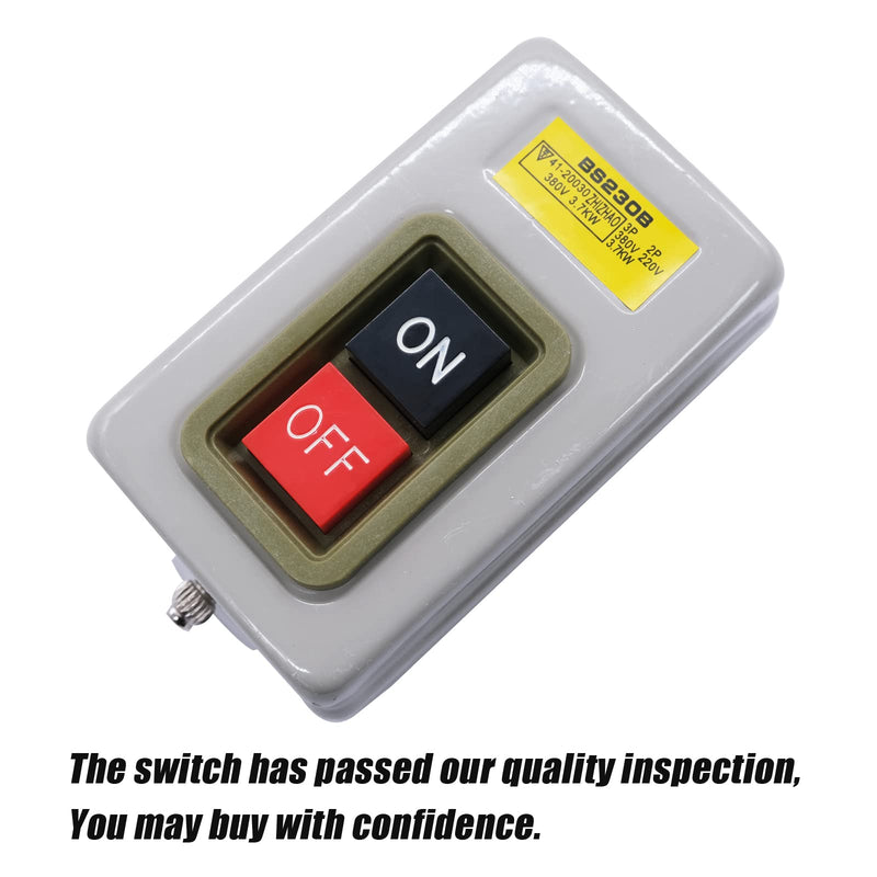 [Australia - AusPower] - mxuteuk AC 220V/380V Push Button Switch On/Off Start Stop Switch 3 Phase Self Lock Electric Motor Switches Mechanical Equipment Control Station 10A BS230B 